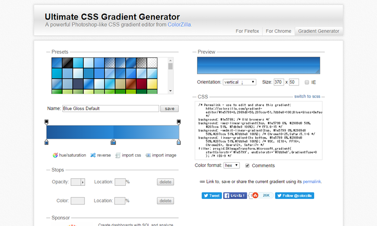 Ultimate CSS Gradient Generator - ColorZilla.com