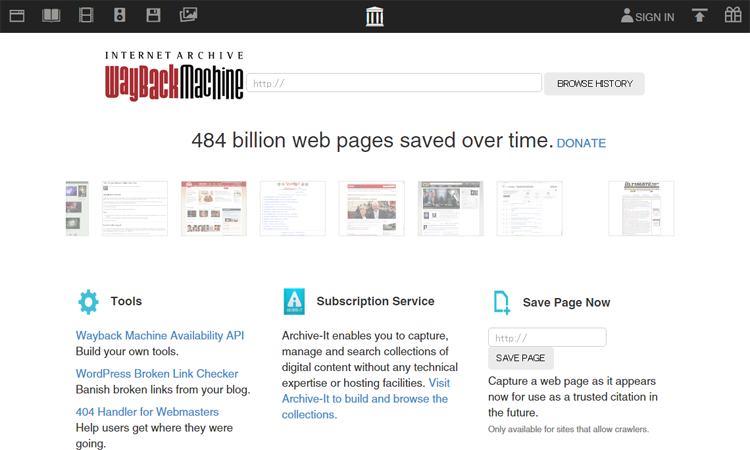 Internet Archive: Wayback Machine